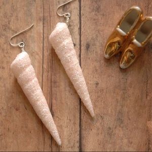 Iridescent Pink Glitter Unicorn Horn Earrings